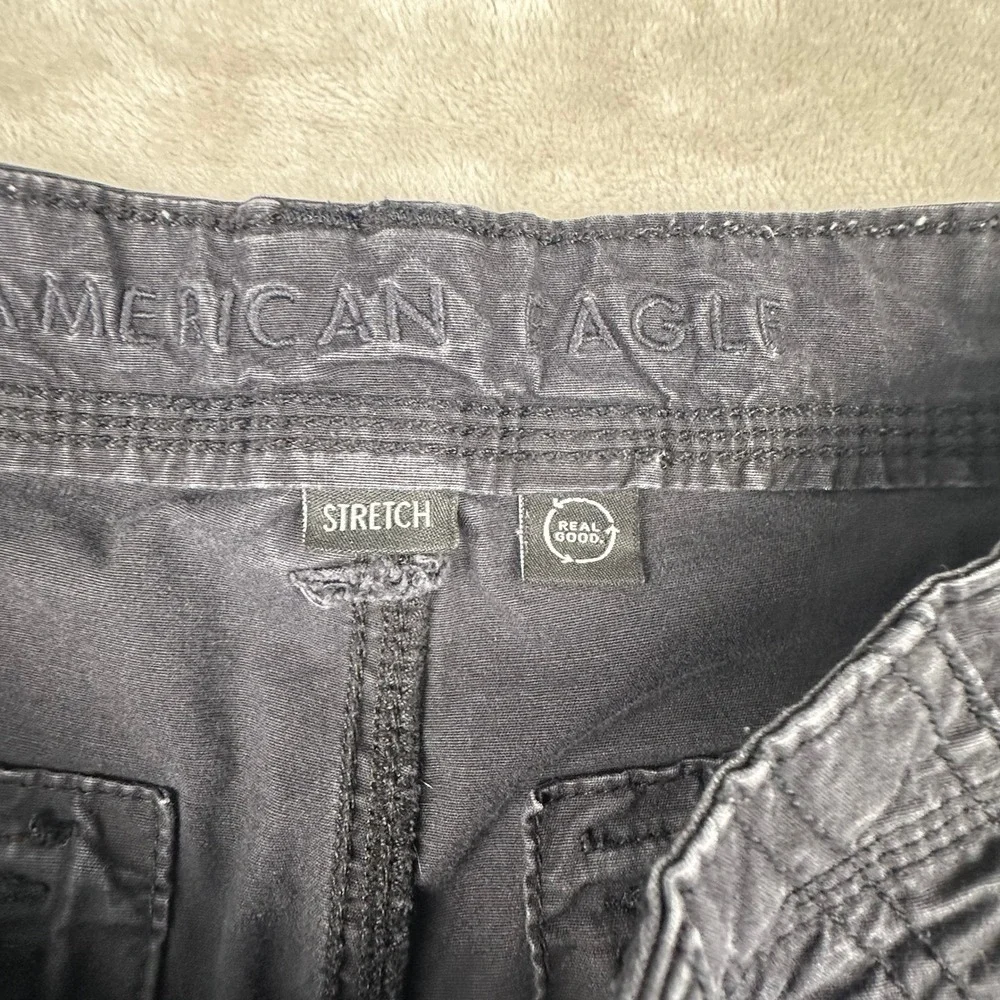 American Eagle‎ Baggy Jogger Cargo Pants Womens 2 Reg Streetwear Black Stretch